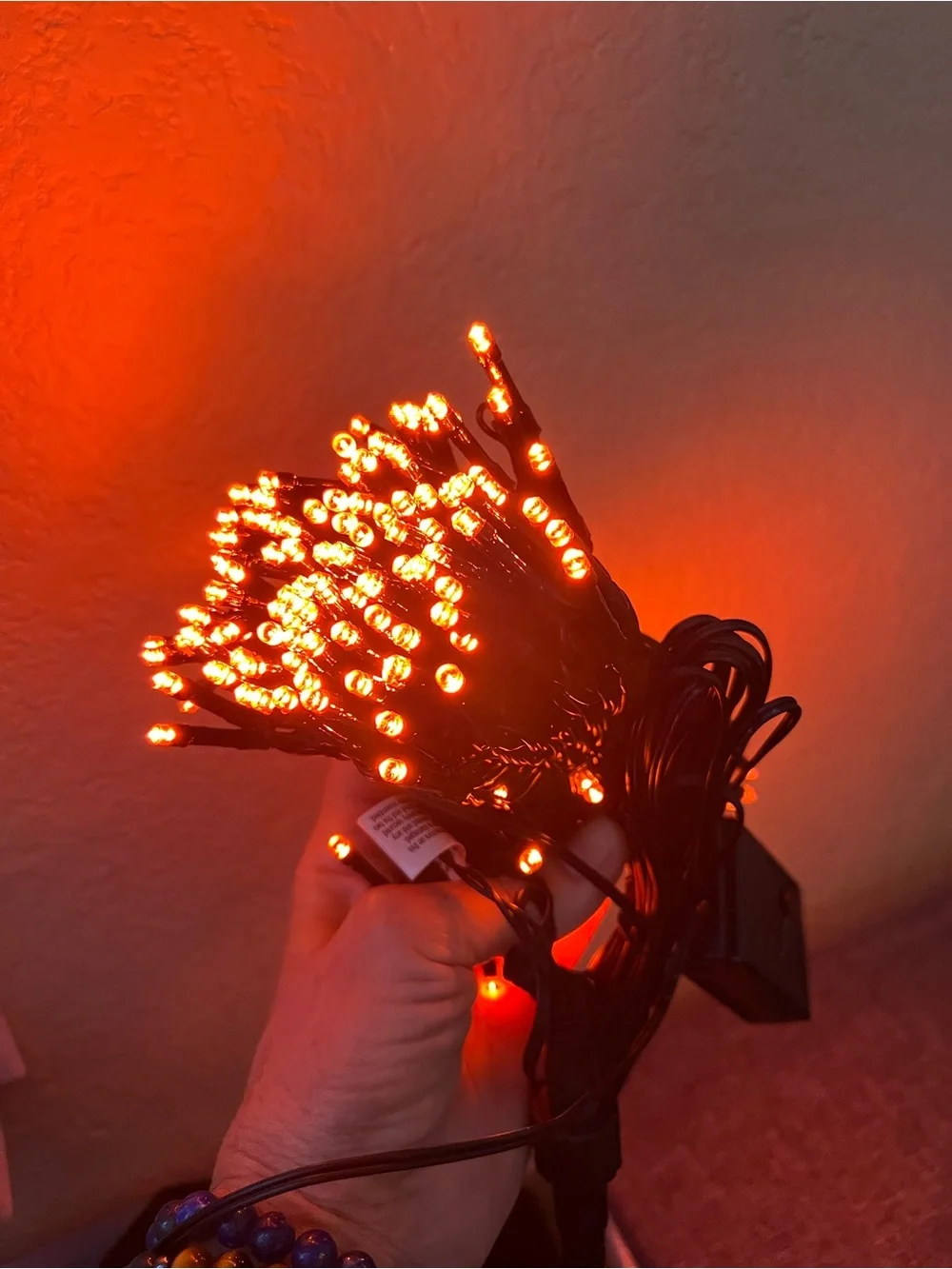 Orange on Black 200 LED Black Wire String Lights 66ft with multi set